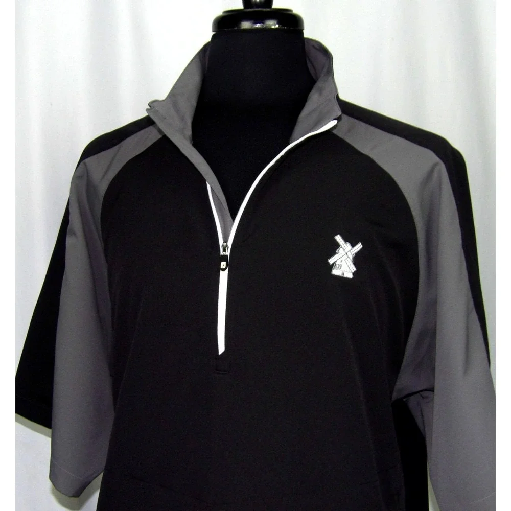 FootJoy Short Sleeved Black 1/2 Zip Performance Light Golf Jacket Men's Large